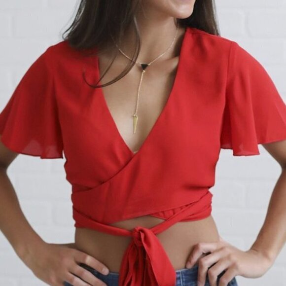 Show Me Your MuMu Tops - Show Me Your Mumu Wilson Tie Top in Bonfire Crisp (NWOT)